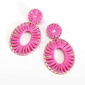 BaubleStar Kiera Raffia Earrings in Hot Pink