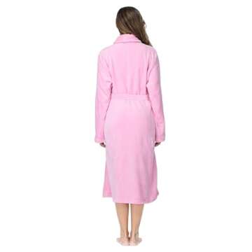 RONGTAI Womens Bathrobe Ladies Fleece Plush Warm Long Robes (Small,Pink)