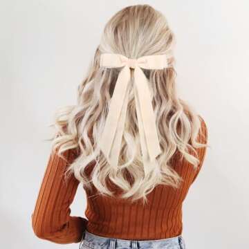 2PCS Velvet Hair Bows Ribbon Hair Clip Black Beige Accessories Ponytail Holder Accessories Slides Metal Clips Hair Bow for Women Girls Toddlers Teens Kids