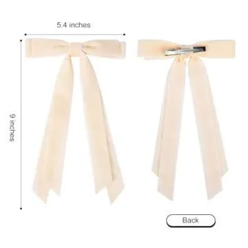 2PCS Velvet Hair Bows Ribbon Hair Clip Black Beige Accessories Ponytail Holder Accessories Slides Metal Clips Hair Bow for Women Girls Toddlers Teens Kids