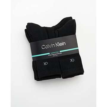 Calvin Klein Women's Cushion Athletic Crew Socks (6 Pack) in Black, Size 4-10