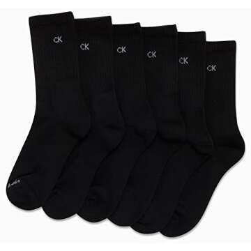Calvin Klein Women's Athletic Crew Socks - 6 Pack, Size 4-10