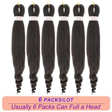 6 Pack Braiding Hair Pre Stretched French Curly Braiding Hair Crochet Braids Easy Braid Crochet Hair...