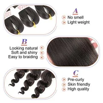 6 Pack Braiding Hair Pre Stretched French Curly Braiding Hair Crochet Braids Easy Braid Crochet Hair Goddess Curl Braid Soft Yaki Straight Hair For Braiding (22inch（pack of 6）, #4)