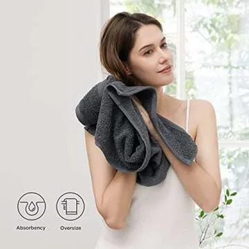 Bedsure Bath Towels Sets for Bathroom - 100% Cotton 8 Pieces Towels Set with 2 Large Bath Towels, 2 Hand Towels and 4 Washcloths, Grey Shower Towel Sets, Towels for Bathroom, Hotel, Gym, Spa