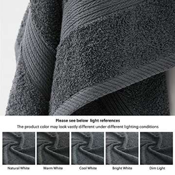 Bedsure Bath Towels Sets for Bathroom - 100% Cotton 8 Pieces Towels Set with 2 Large Bath Towels, 2 Hand Towels and 4 Washcloths, Grey Shower Towel Sets, Towels for Bathroom, Hotel, Gym, Spa