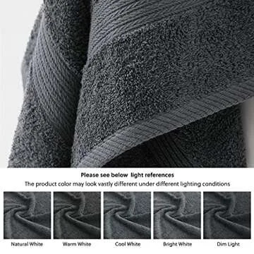 Bedsure Bath Towels Sets for Bathroom - 100% Cotton 8 Pieces Towels Set with 2 Large Bath Towels, 2 Hand Towels and 4 Washcloths, Grey Shower Towel Sets, Towels for Bathroom, Hotel, Gym, Spa