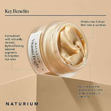 Naturium Vitamin Bright Illuminating Eye Cream, Under Eye Repair Cream for Dark Circles, with Vitamin K, Phyto-Complex, & Mineral Pigments, Light/Medium, 0.5 oz