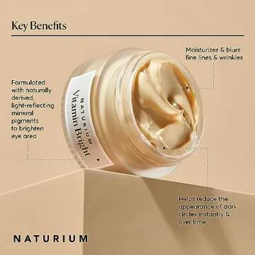 Naturium Vitamin Bright Illuminating Eye Cream, Under Eye Repair Cream for Dark Circles, with Vitamin K, Phyto-Complex, & Mineral Pigments, Light/Medium, 0.5 oz