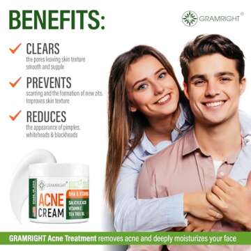 Acne Treatment Face Cream - Acne Spot Treatment for Face & Acne Dots - Tea Tree Oil for Acne - Natural Cystic Acne Treatment -Made in USA- For All Skin Types - Acne Scar Cream & Pimple Remover 4 fl.oz