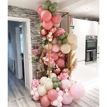 Rose Red Balloon Garland Arch Kit – 102 Pack Olive Green Rose Red Blush Balloons,Metallic Rose Gold Balloon for Wedding Baby Shower Birthday Evening Dinner Tea Party Decorations