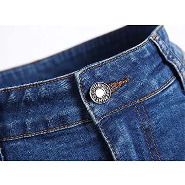 Women's Midi Jean Skirt- High Rise Straight Long Denim Skirts for Ladies- Blue Stretchy Jean Skirt (Blue, US 16)