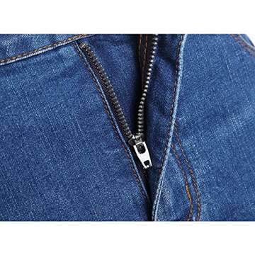 Women's Midi Jean Skirt- High Rise Straight Long Denim Skirts for Ladies- Blue Stretchy Jean Skirt (Blue, US 16)