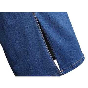 Women's Midi Jean Skirt- High Rise Straight Long Denim Skirts for Ladies- Blue Stretchy Jean Skirt (Blue, US 16)