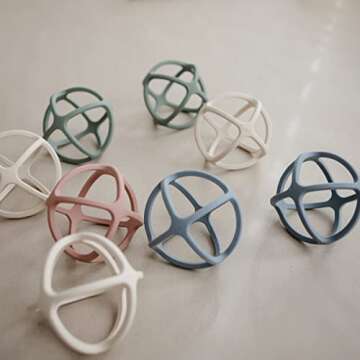 mushie Silicone Baby Teether Ball Toy (Woodchuck)