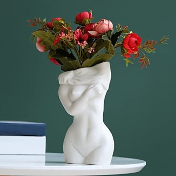 White Ceramic Female Body Vase for Modern Home Decor
