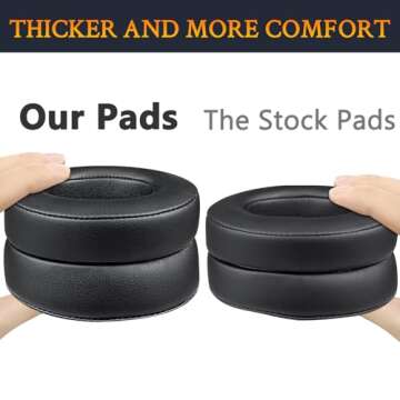 SoloWIT Replacement Ear Pads Cushions for Beats Studio 2 & Studio 3 Wired & Wireless Headphones, Earpads with Soft Protein Leather, Noise Isolation Memory Foam, Added Thickness - Black