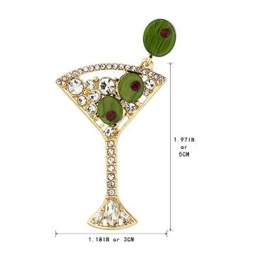 MADISON TYLER Cute Cheer Goblet Dangle Earrings for Women Trendy | Fun Pave Rhinestone Martini Glass Earrings for Women