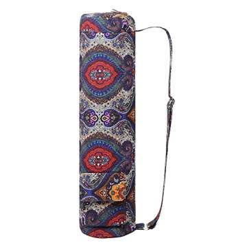 FREMOUS Yoga Mat Bag,Full-zip Exercise Yoga Mat Carrier Bag - Double Storage Pocket,Easy Access Zipper, Adjustable Shoulder Strap and Handle,Fits Most Mats(lotus)