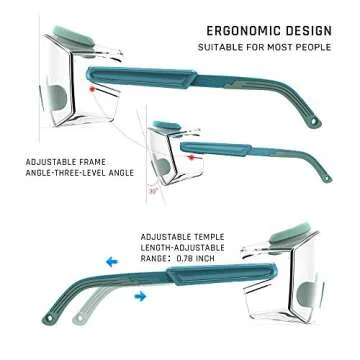 Mint Road Anti Fog Safety Glasses - Adjustable Frame & Legs, Anti-Scratch, Clear Lab Glasses - Fashion Safety Goggles For Men & Women (1 Pair)