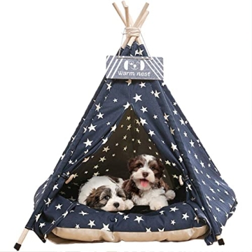 Pet Teepee Tents with Thick Cushion for Small Pets