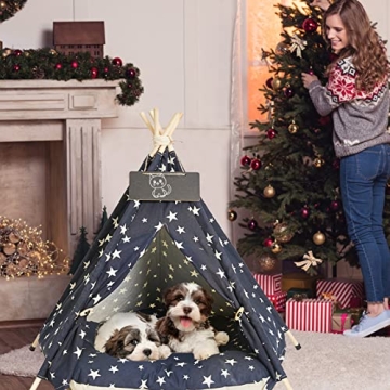 Pet Teepee Tents with Thick Cushion for Small Pets