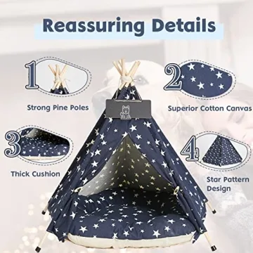 Pet Teepee Tents with Thick Cushion for Small Pets