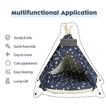 Pet Teepee Tents with Thick Cushion for Small Pets