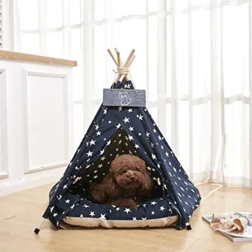 Pet Teepee Tents with Thick Cushion for Small Pets