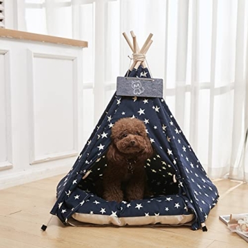 Pet Teepee Tents with Thick Cushion for Small Pets