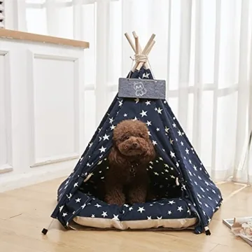Pet Teepee Tents with Thick Cushion for Small Pets