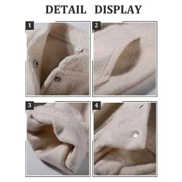 Kissonic Womens Wool Blend Jacket Oversized Bomber Jacket Casual Stand Collar Button Down Varsity Shacket Coat Outerwear(Beige-L)