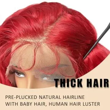 SOKU 32-Inch Lace Frontal Wig - Vibrant Red & Natural Look