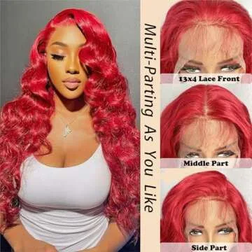 SOKU 32-Inch Lace Frontal Wig - Vibrant Red & Natural Look