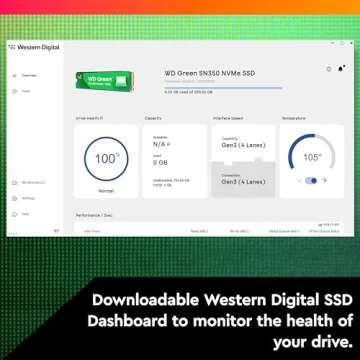Western Digital 1TB WD Green SN350 NVMe Internal SSD Solid State Drive - Gen3 PCIe, QLC, M.2 2280, Up to 3,200 MB/s - WDS100T3G0C
