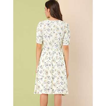 Allegra K Vintage Peter Pan Collar Midi Floral Dress