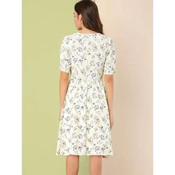 Allegra K Vintage Peter Pan Collar Midi Floral Dress