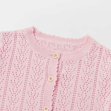 Simplee kids Baby Girl Thin Sweater Solid Cardigans Baby Girls Long Sleeve Coat Cardigan for Spring 3-6 Months White Pink Purple