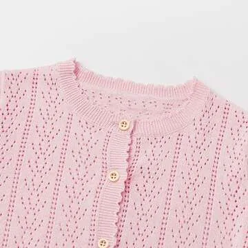 Simplee kids Baby Girl Thin Sweater Solid Cardigans Baby Girls Long Sleeve Coat Cardigan for Spring 3-6 Months White Pink Purple