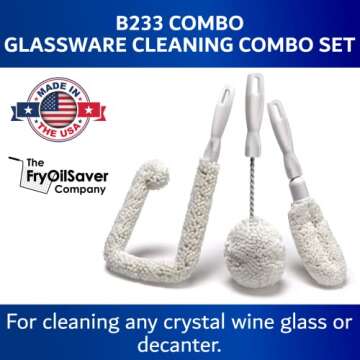 Glassware Cleaning Brush Kit, Pack of 3 Home Decanter Cleaning Brush, Non-Scratch Cleaning Brush for...