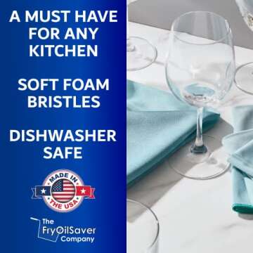 Glassware Cleaning Brush Kit, Pack of 3 Home Decanter Cleaning Brush, Non-Scratch Cleaning Brush for Narrow Neck Wine Glass, Beer Bottle, Glass Cleaner Brush for Bar & Restaurants by FryOilSaver Co.