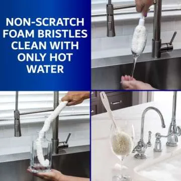 Glassware Cleaning Brush Kit, Pack of 3 Home Decanter Cleaning Brush, Non-Scratch Cleaning Brush for Narrow Neck Wine Glass, Beer Bottle, Glass Cleaner Brush for Bar & Restaurants by FryOilSaver Co.