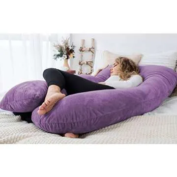AngQi 60 Inch U-Shaped Pregnancy Body Pillow for Comfort