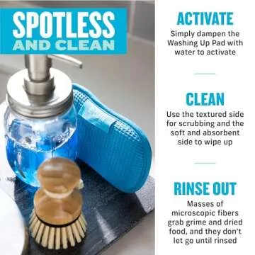 E-Cloth Washing Up Pads - Dish Sponges Kitchen Cleaning Kit - Reusable Sponges for Dishes and Cleaning - Non-Scratch Scrubbers for Cleaning - 4-Pack