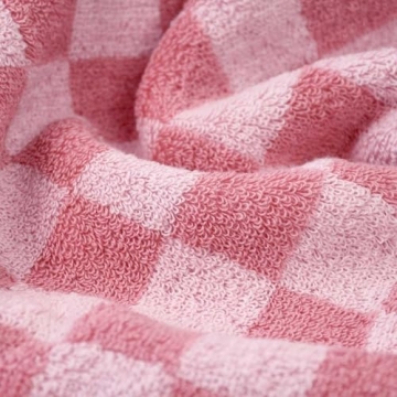 Elegant Cotton Hand Towels in Pink Checkered Design
