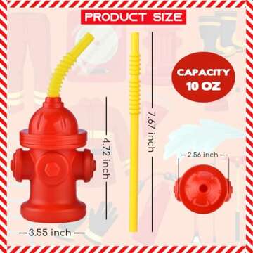 ALINK 12 PCS Fire Hydrant Cups with Lids and Straws for Paw Patrol Party Decorations, 10 oz Plastic ...