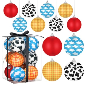 Syhood 12 Pcs Cartoon Story Christmas Ball Ornaments - Fun Foam Hanging Decor for Holiday Cheer