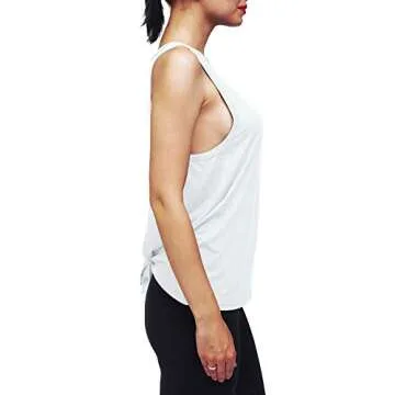 Mippo Womens Workout Yoga Tops Open Back Shirts Athletic Tank Tops Gym Exercise Cute Work Out Clothes for Women White S