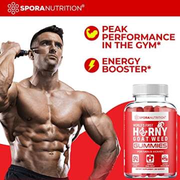 Spora Nutrition Horny Goat Weed Gummies for Men and Women – Maca Root Tongkat Ali – Energy Stamina Libido Health Immune Booster – 60 Gummies, 60 Count (Pack of 1)