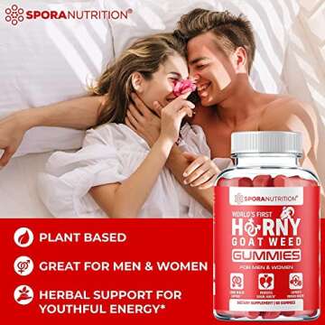 Spora Nutrition Horny Goat Weed Gummies for Men and Women – Maca Root Tongkat Ali – Energy Stamina Libido Health Immune Booster – 60 Gummies, 60 Count (Pack of 1)